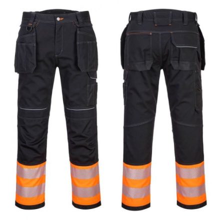 PW307OBR44, Portwest PW3 Hi-Vis Class 1 Holster nadrág, OrBk, méret: 44