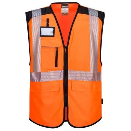 PW309 Portwest jólláthatósági Hi-Vis Executive munkavédelmi mellény Narancs/Fekete S