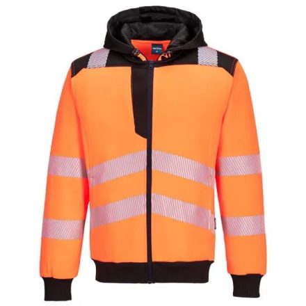 PW327 - PW3 Hi-Vis zippzáras kapucnis jólláthatósági pulóver