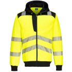 PW327 - PW3 Hi-Vis zippzáras kapucnis jólláthatósági pulóver