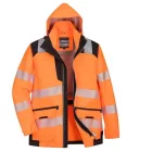 PW367 Portwest Hi-Vis kapucnis munkavédelmi kabát Narancs/Fekete M