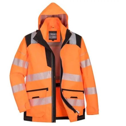 PW367 Portwest Hi-Vis kapucnis munkavédelmi kabát Narancs/Fekete XL