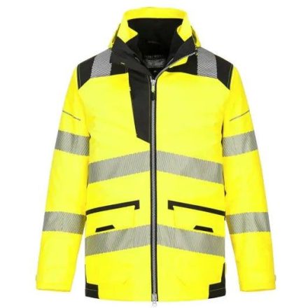PW367 Portwest Hi-Vis kapucnis munkavédelmi kabát Sárga/Fekete S