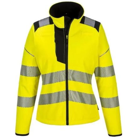 PW381 Portwest  Hi-Vis softshell női jólláthatósági munkavédelmi kabát  Sárga/Fekete L