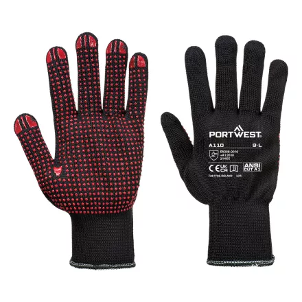 Nylon PVC pontozott kesztyű PW_A110BKRXS Fekete - XS méret