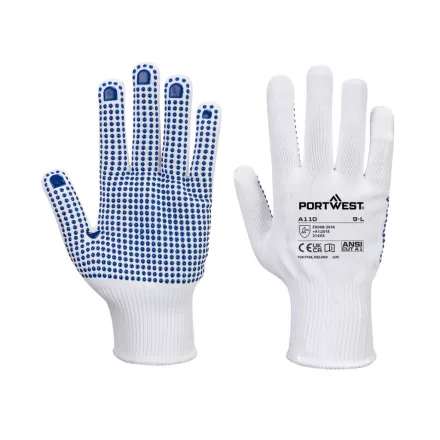 Nylon PVC pontozott kesztyű PW_A110WBRXS Fehér/Kék - XS méret