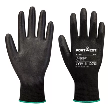 Latexmentes PU kesztyű - Teljes karton (144 pár) PW_A123K8RS Fekete - S méret