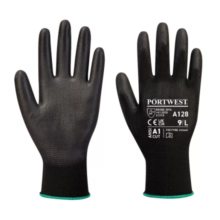 PU tenyérmártott kesztyű latexmentes (kiskereskedelmi csomag) PW_A128K8RL Fekete - L méret