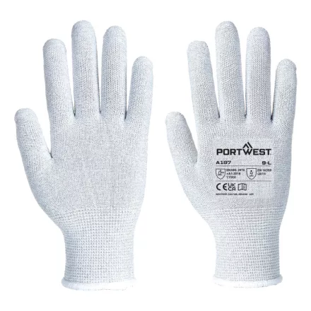 Bevonat nélküli ESD kesztyű PW_A197GRRXL Szürke - XL méret