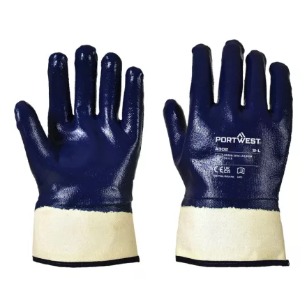 Csuklóig mártott nitril kesztyű PW_A302NARL Navy - L méret