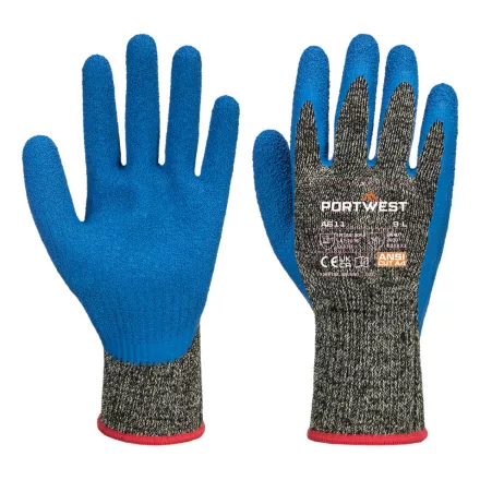 Aramid HR Cut Latex kesztyű PW_A611K4RXXXL Fekete/Kék - XXXL méret