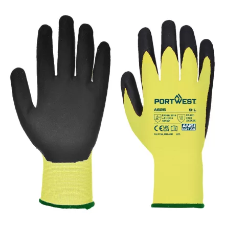 Láthatósági vágásbiztos kesztyű - PU PW_A625Y8RXXL Sárga/Fekete - XXL méret