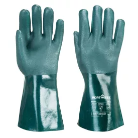   Duplán mártott PVC védőkesztyű 35cm PW_A835GNRXL Zöld - XL méret