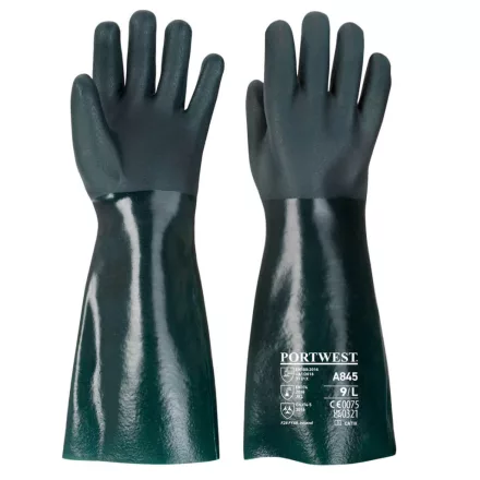 Duplán mártott PVC védőkesztyű 45cm PW_A845GNRXL Zöld - XL méret