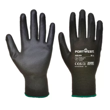 PU tenyérmártott kesztyű (288 pár) PW_AB129K8RL Fekete - L méret