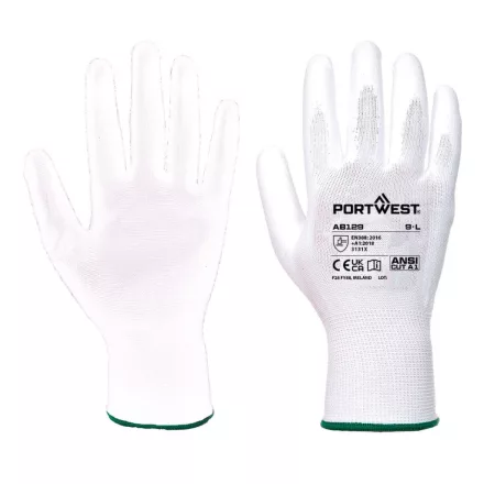 PU tenyérmártott kesztyű (288 pár) PW_AB129W6RM Fehér - M méret