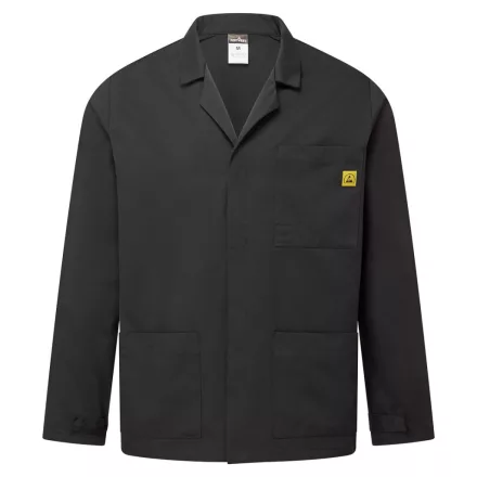 ESD antisztatikus labor kabát PW_AS18BKR5XL Fekete - 5XL méret