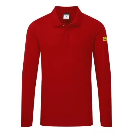 Antisztatikus hoszzú ujjú ESD póló L/S PW_AS23DRRXXXL Mélypiros - XXXL méret