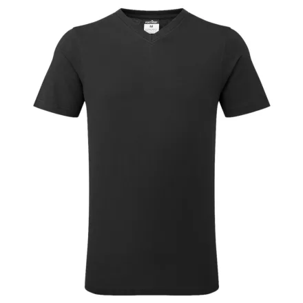 V-nyakú pamut póló PW_B197BKRXXXL Fekete - XXXL méret