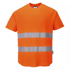   Hi-Vis pamut póló pamut hálós betétes póló S/S  PW_C394ORRL Narancs - L méret