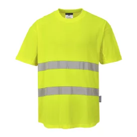   Hi-Vis pamut póló pamut hálós betétes póló S/S  PW_C394YERL Sárga - L méret