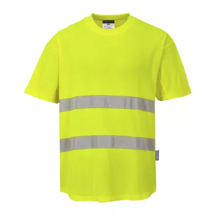 Hi-Vis pamut póló pamut hálós betétes póló S/S  PW_C394YERS Sárga - S méret