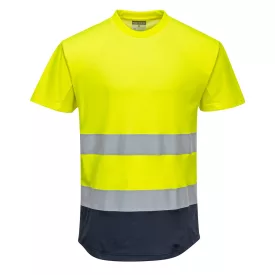 Kéttónusú Mesh póló  PW_C395YNRM Sárga/Navy - M méret