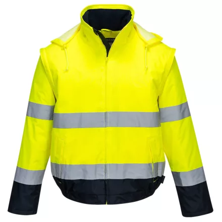Hi-Vis 2 az 1-ben kontrasztos Essential Lite bomber kabát  PW_C464YNRL Sárga/Navy - L méret