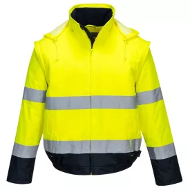   Hi-Vis 2 az 1-ben kontrasztos Essential Lite bomber kabát  PW_C464YNRXXL Sárga/Navy - XXL méret