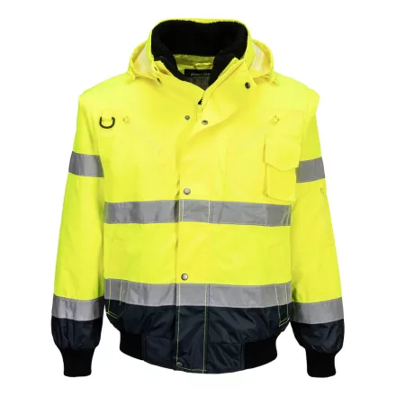 Hi-Vis 3 az 1-ben kontrasztos bomber dzseki  PW_C465YNRS Sárga/Navy - S méret