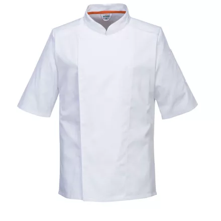 Stretch Mesh Air Pro rövid ujjú séfkabát PW_C746WHRS Fehér - S méret