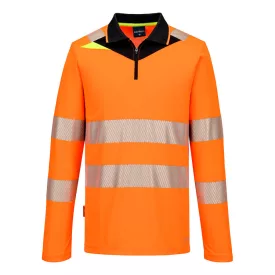   DX4 Hi-Vis cipzáras póló L/S  PW_DX419OBR4XL Narancs/Fekete - 4XL méret