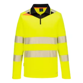   DX4 Hi-Vis cipzáras póló L/S  PW_DX419YBR4XL Sárga/Fekete - 4XL méret