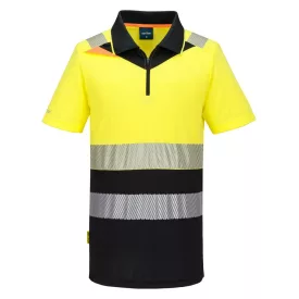   DX4 Hi-Vis cipzáros Class 1 póló S/S  PW_DX435YBR4XL Sárga/Fekete - 4XL méret