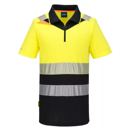 DX4 Hi-Vis cipzáros Class 1 póló S/S  PW_DX435YBRXL Sárga/Fekete - XL méret