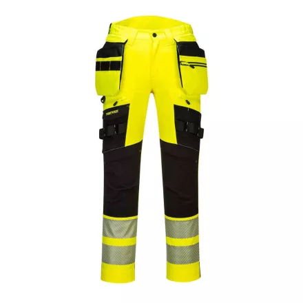 DX4 Hi-Vis nadrág lezippzározható lengőzsebbel PW_DX442YBR30 Sárga/Fekete - 30 méret