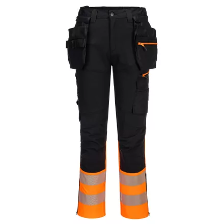 DX4 Hi-Vis nadrág lezippzározható lengőzsebbel PW_DX457OBR36 Narancs/Fekete - 36 méret