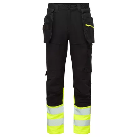 DX4 Hi-Vis nadrág lezippzározható lengőzsebbel PW_DX457YBR48 Sárga/Fekete - 48 méret
