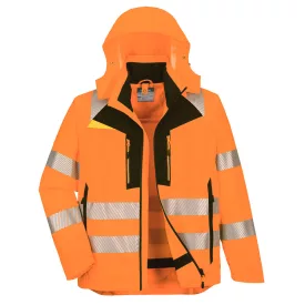  DX4 Hi-Vis 4 az 1-ben kabát PW_DX466OBR4XL Narancs/Fekete - 4XL méret
