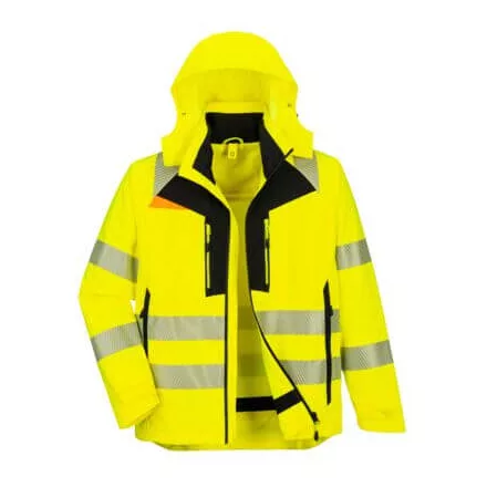 DX4 Hi-Vis 4 az 1-ben kabát PW_DX466YBR4XL Sárga/Fekete - 4XL méret