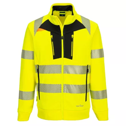 DX4 Hi-Vis kapucnis cipzáras pulóver PW_DX477YBRS Sárga/Fekete - S méret