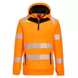   DX4 Hi-Vis 1/4 zippzáras kapucnis pulóver PW_DX482OBRL Narancs/Fekete - L méret