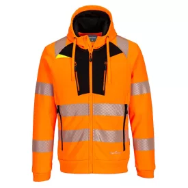   DX4 Hi-Vis cipzáras kapucnis pulóver PW_DX484OBRL Narancs/Fekete - L méret
