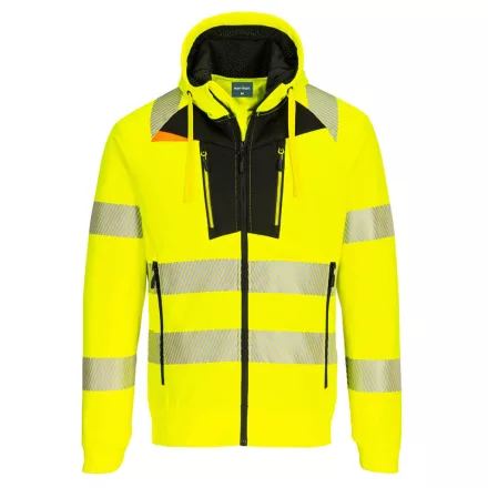 DX4 Hi-Vis cipzáras kapucnis pulóver PW_DX484YBRL Sárga/Fekete - L méret