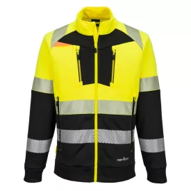   DX4 Hi-Vis 1. osztályú tölcsér nyakú cipzáras pulóver  PW_DX490YBR4XL Sárga/Fekete - 4XL méret