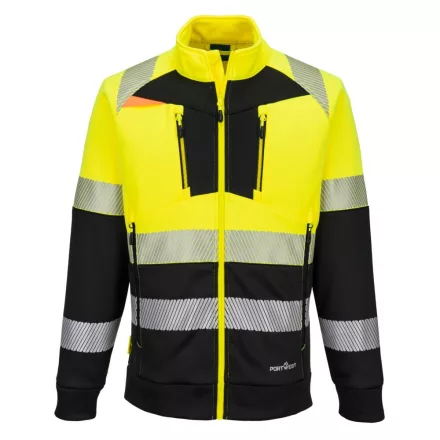 DX4 Hi-Vis 1. osztályú tölcsér nyakú cipzáras pulóver  PW_DX490YBR6XL Sárga/Fekete - 6XL méret