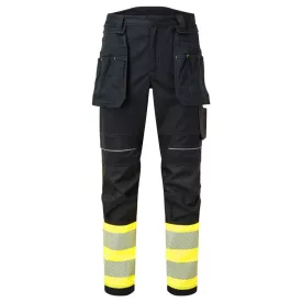   PW3 FR Hi Vis Class 1 lengőzsebes lángálló nadrág PW_FR416YBR38 Sárga/Fekete - 38 méret