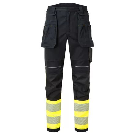 PW3 FR Hi Vis Class 1 lengőzsebes lángálló nadrág PW_FR416YBR42 Sárga/Fekete - 42 méret