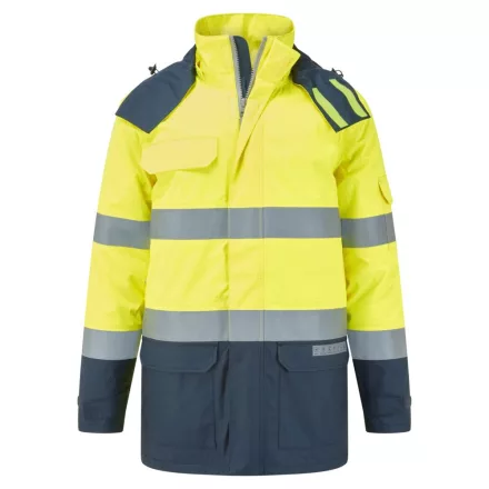 Bizflame Rain + Hi-Vis Multi-Norm Contrast FR téli kabát PW_FR617YNRXXL Sárga/Navy - XXL méret