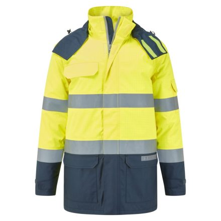 Bizflame Rain + Hi-Vis Multi-Norm Contrast FR téli kabát PW_FR617YNRXXXL Sárga/Navy - XXXL méret